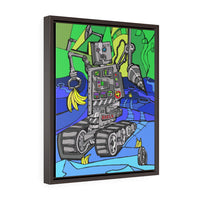 Robot Banana Driller - Framed Canvas Print